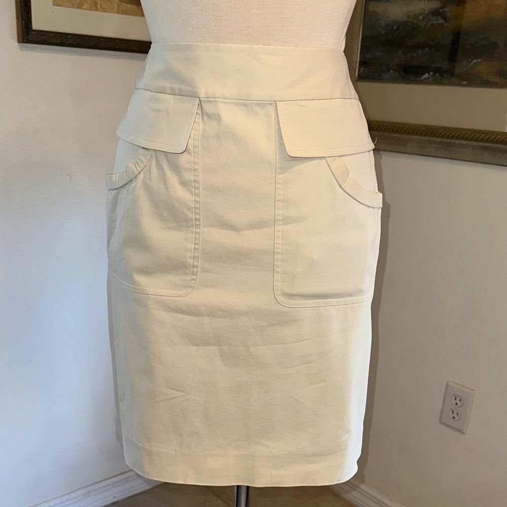 ETCETERA Light Tan Pocket Front Pencil Skirt Size 2